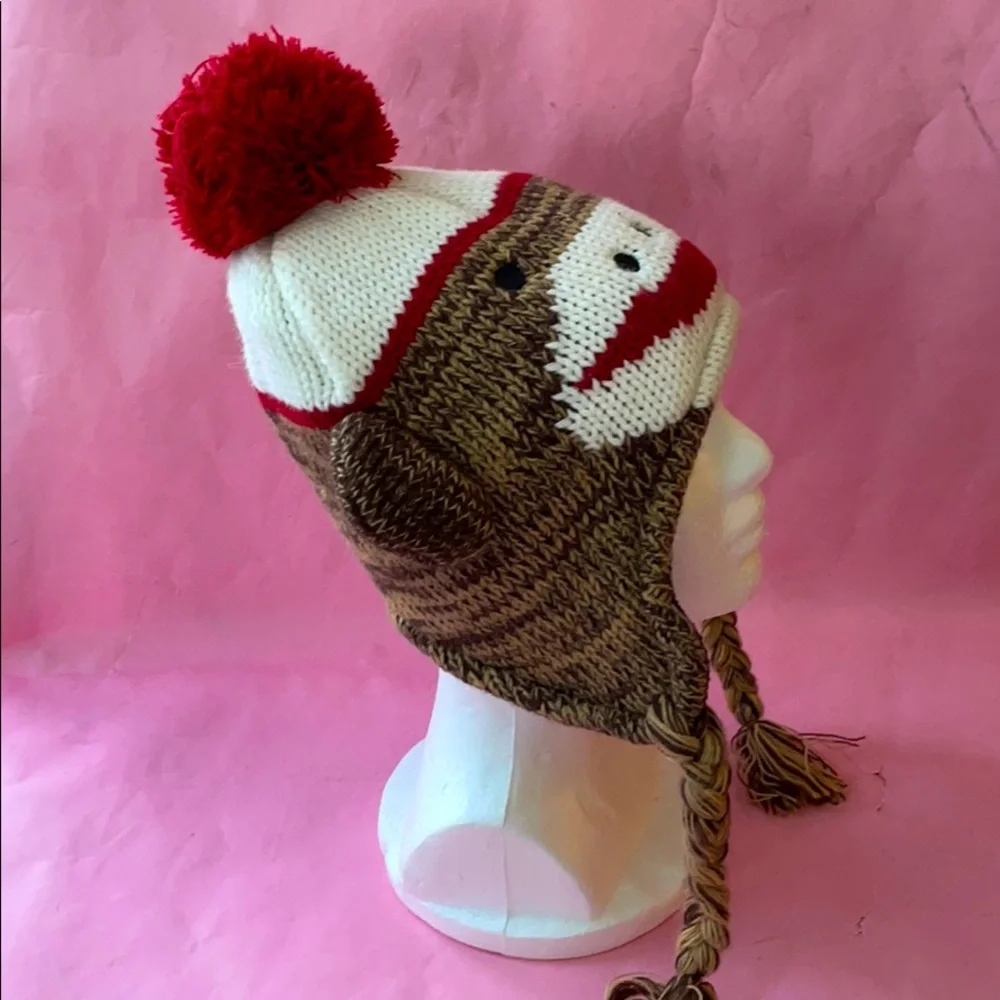 Vintage multicolored knitted hat with lining
